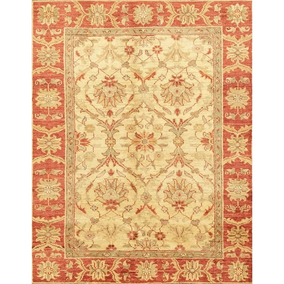 Ahgly Company Indoor Rectangle Abstract Chrome Gold Yellow Oriental Area Rugs, 5' x 7'