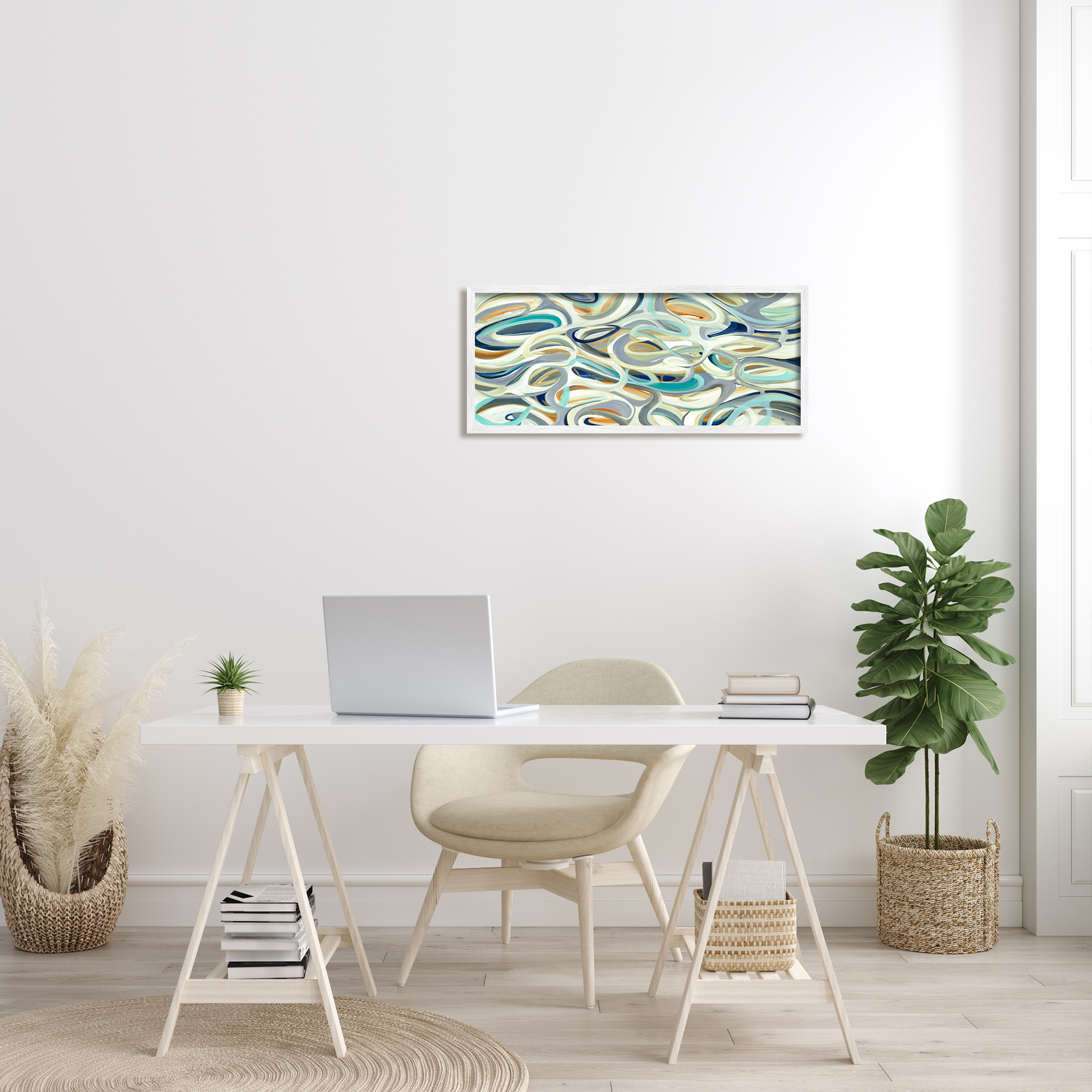 Stupell Industries Layers of Curved Lines Nautical Tone Abstract Movement, 13 x 30, Designed by Lisa Ridgers