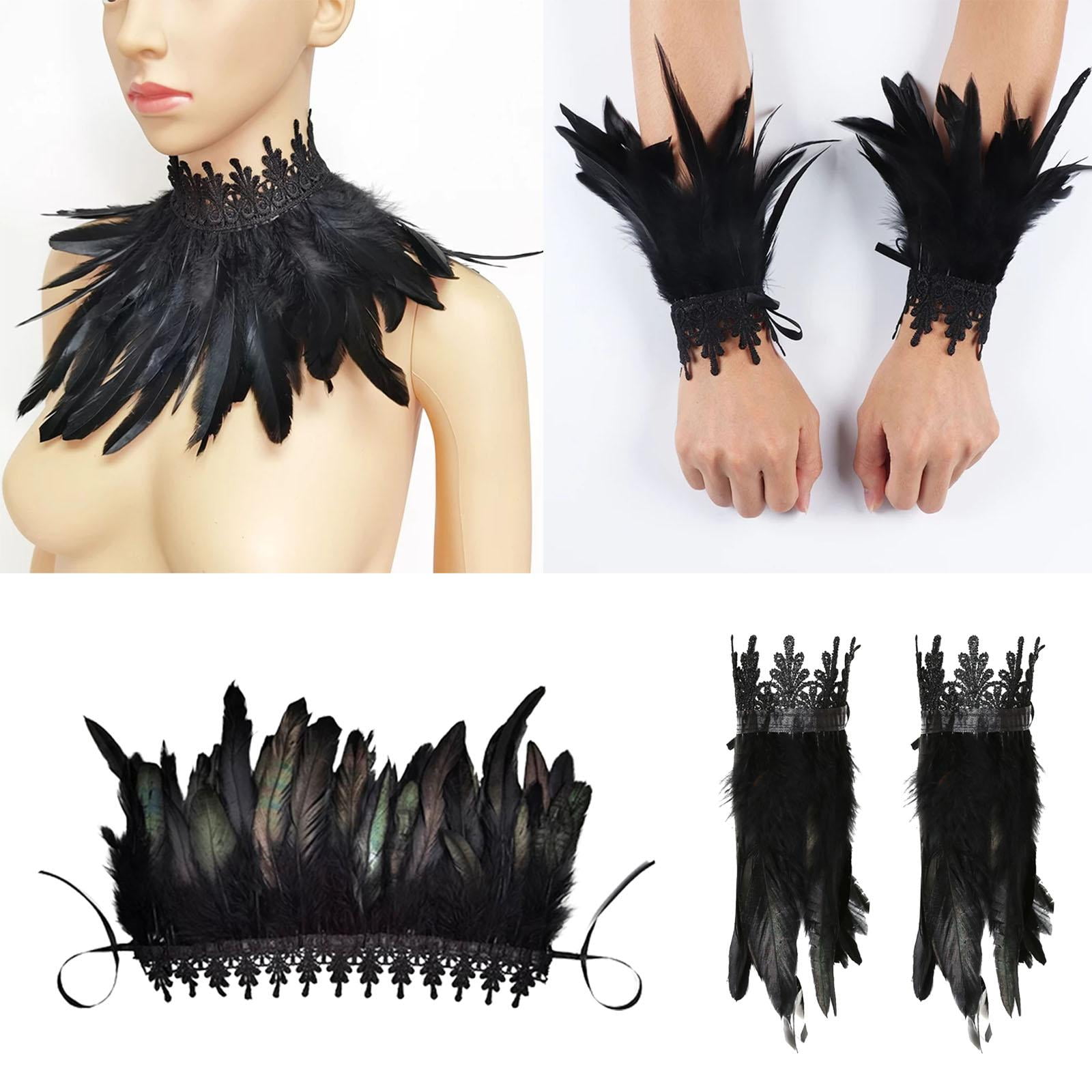 Juego De Gargantilla De Plumas Góticas, Abrigo De Hombro