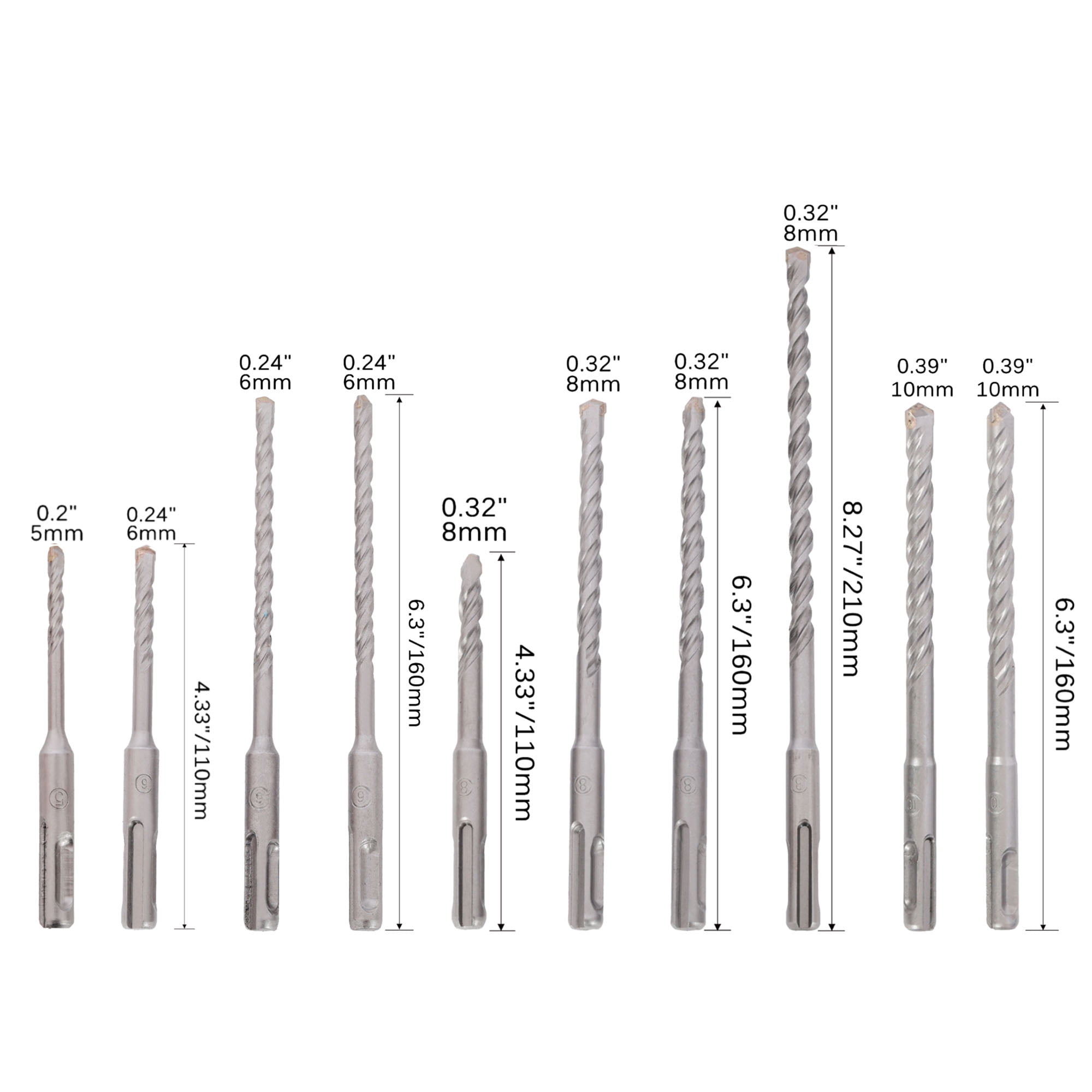 20pcs Impact Hammer Drill Bit Set,SDS Plus Drill Bit Set, Carbide Tipped,with Storage Case for Concrete, Stone, Brick