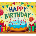 thumbnail image 4 of Colorful Happy Birthday Banner with Cake Balloons and Presents Party Decoration Backdrop Background for Birthday Party Photography Props Celebrations Decorations Festivities, 4 of 4