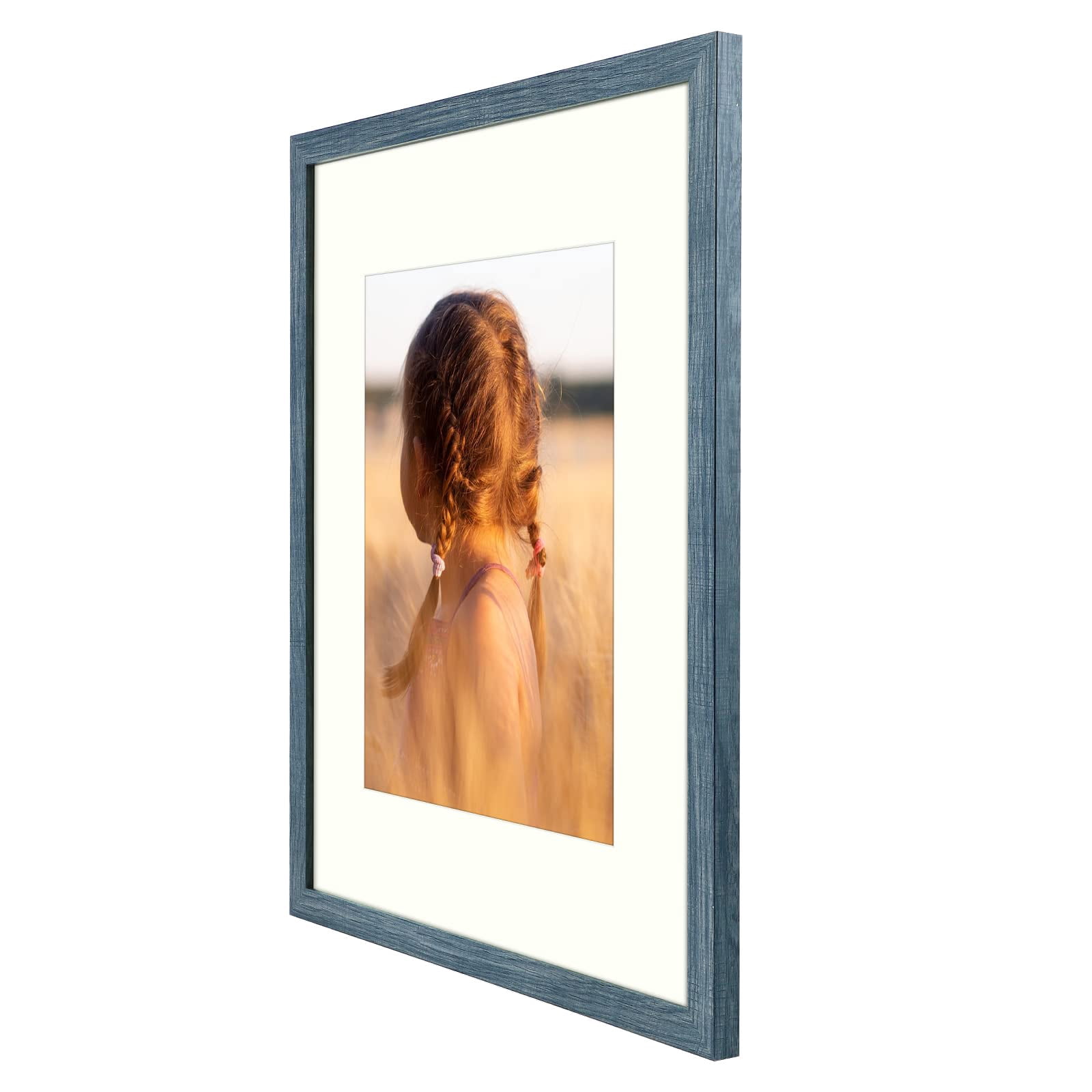 Golden State Art 16x20 Picture Frame, Matted to 11x14 with High Definition Glass, Blue, 1 Pack