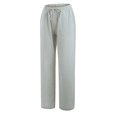 thumbnail image 2 of Patlollav Pants for Women's Casual Solid Cotton Linen Drawstring Elastic Waist Long Wide Leg Pants, 2 of 3