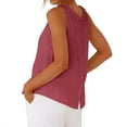 thumbnail image 2 of WHEANG Womens Solid Color Cotton Linen Sleeveless Top Back Button Reversible Blouse Summer Tank Tops Pleated Crewneck Casual Loose Blouses Business Work Shirts Size L Red 2026 Sales Under $5, 2 of 4