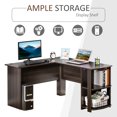 thumbnail image 3 of HOMCOM L-Shaped Desk, Computer Corner Desk, PC Table with 2 Storage Shelves, Home Office Workstation, Brown, 3 of 9