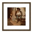 thumbnail image 1 of Alexandre Gabriel Decamps Italian Peasant 1842 Painting 8X8 Inch Square Wooden Framed Wall Art Print Picture with Mount, 1 of 4