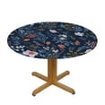 thumbnail image 3 of ONETECH  Spring Floral Tablecloth Round Farmhouse Navy Blue Background Wildflower Round Tablecloth Polyester Washable Table Cover Table Cloth for Kitchen Dining Room Picnic Patio Party, 3 of 7