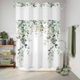 thumbnail image 6 of No Hook Shower Curtain, Eucalyptus Leaves Shower Curtains for Bathroom with See Through Top Window, Spring Sage Green Summer Botanical Waterproof & Washable Bath Curtain 60"x72", 6 of 9