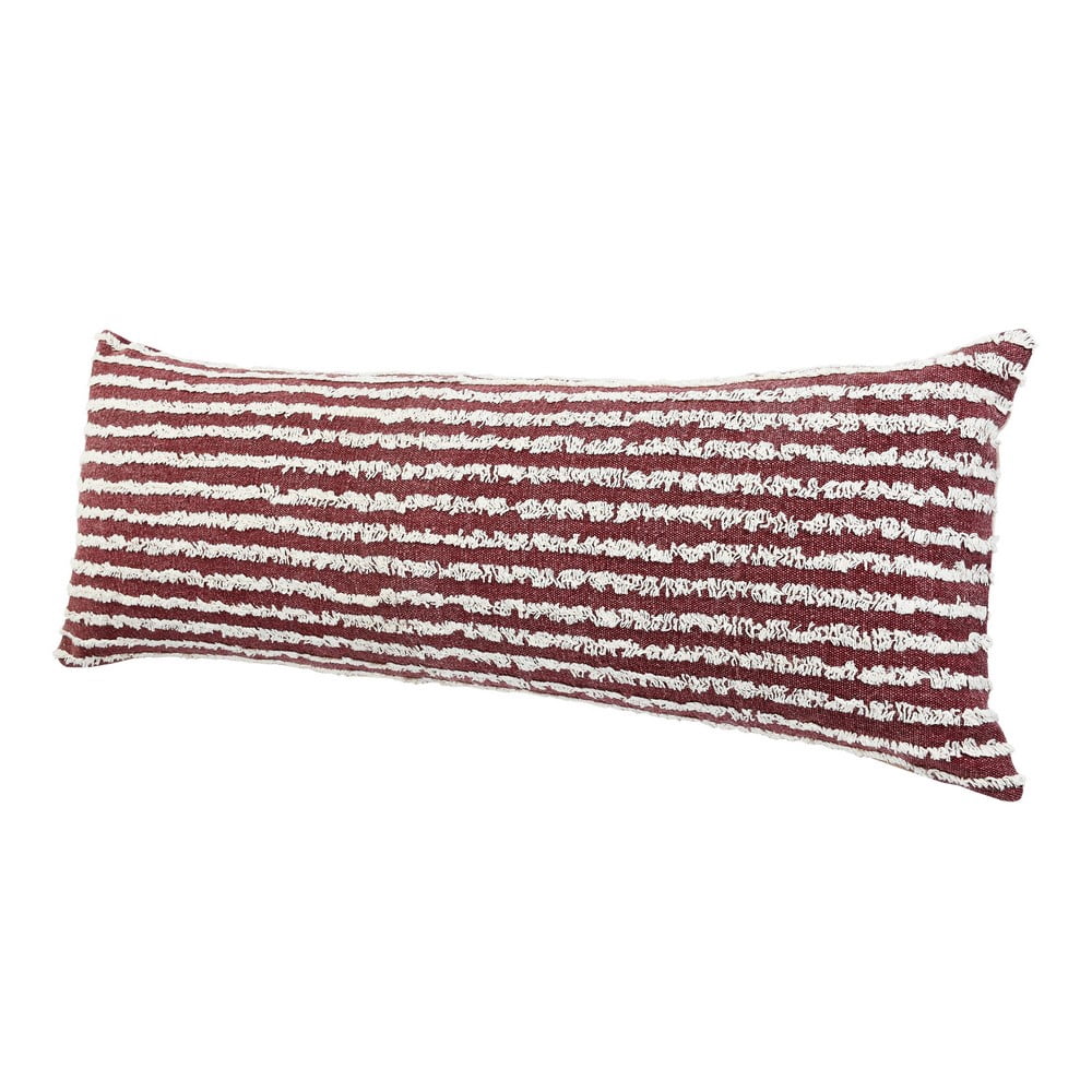 Ox Bay 14" x 36" Hand-stitched Red/ White Stripe Organic Cotton Pillow Cover
