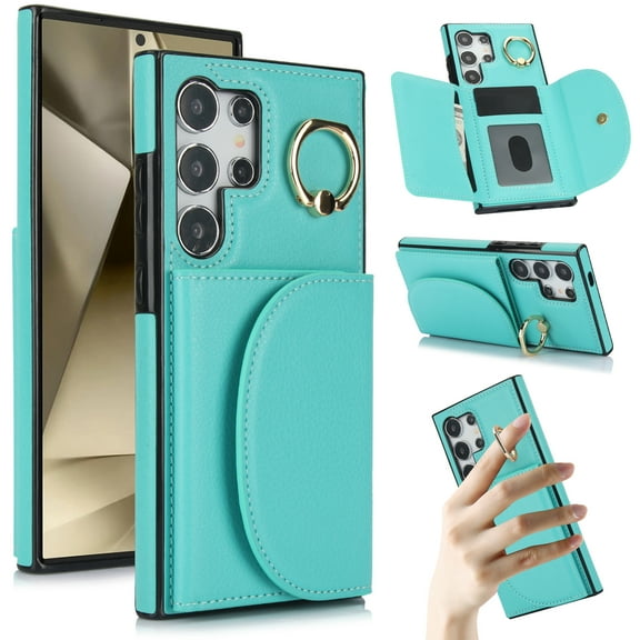 TECH CIRCLE For Galaxy S24 Ultra Case,Flip Wallet Case with Card Slots Ring Stand Holder Kickstand Folio PU Leather Protective Phone Cover for Samsung Galaxy S24 Ultra 6.8" 2024,Green