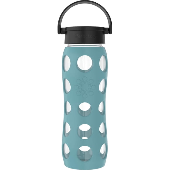 Botella de agua Lifefactory de vidrio de 650 ml con tapa clásica, color verde azulado