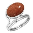 thumbnail image 1 of 925 Silver Ring For Women - Girls Brown Gold Sunstone Stone Silver Ring Size 13 Costume Silver Ring Size 13 Gift For Mother On New Year 925 Gemstone Silver Jewelry, 1 of 5