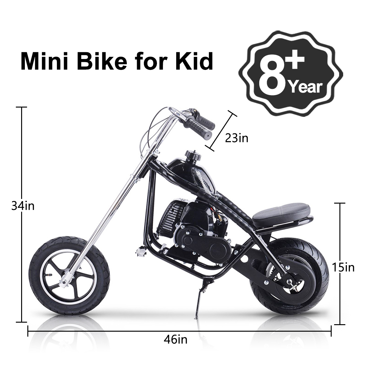 TOXOZERS 50cc Mini Bike,Gas-Powered EPA Approved Mini Dirt Bike with 12.5" 10" Tires,Pull Start,1L Tank,20MPH Top Speed,Black