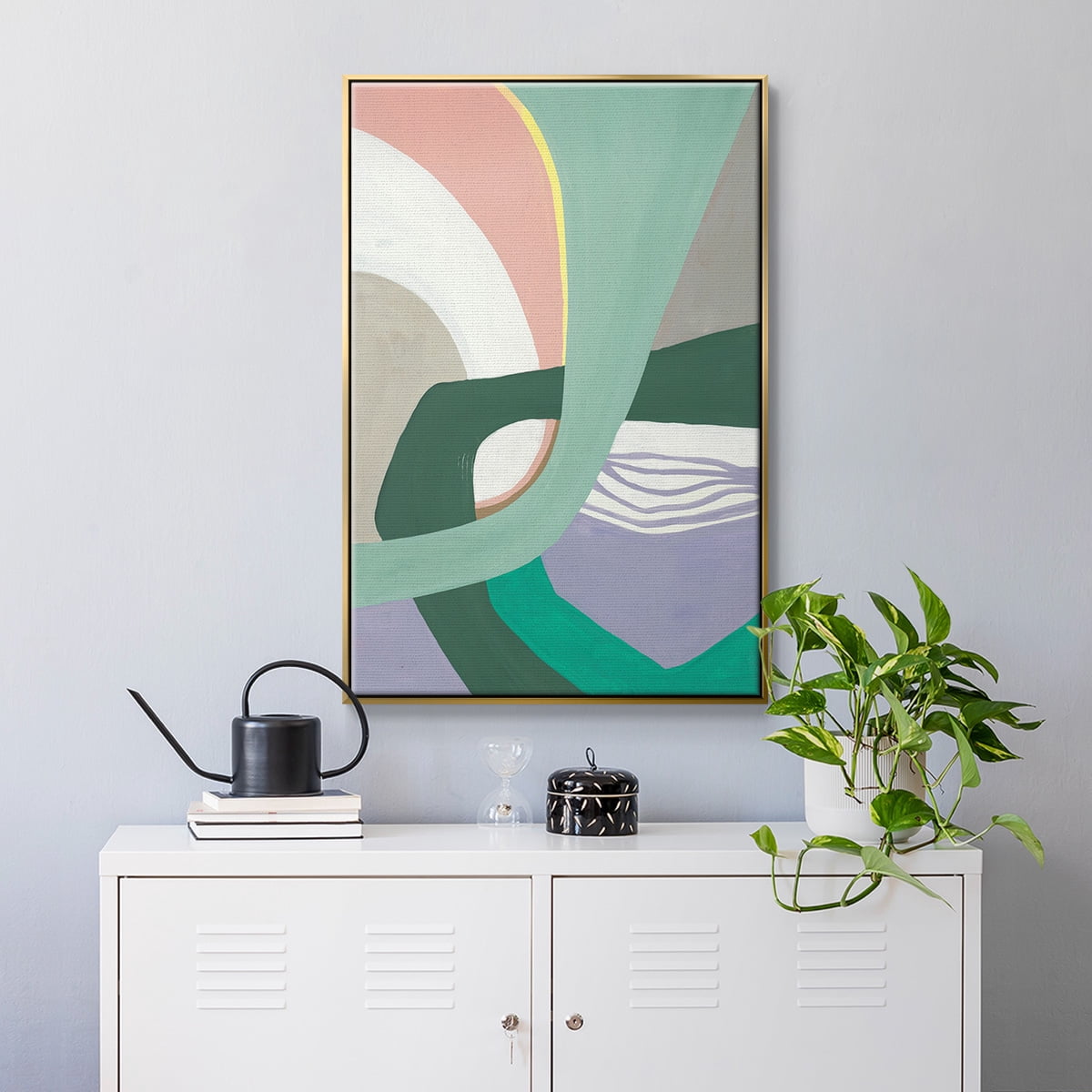 Merge Left Framed Premium Gallery Wrapped Canvas - Ready to Hang - 17 x 25 - Gold Floating Frame