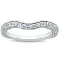 thumbnail image 1 of Vintage Curved Diamond Contour Wedding Ring for Engagement Band 14 K White Gold, 1 of 4