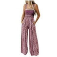 thumbnail image 2 of Azrian Women's Sleeveless Wide Leg Jumpsuit Onepieces Overall Dress Womens Fashion Loose Printing Sleeveless Pockets Wide Leg Long Pant Jumpsuit, 2 of 6