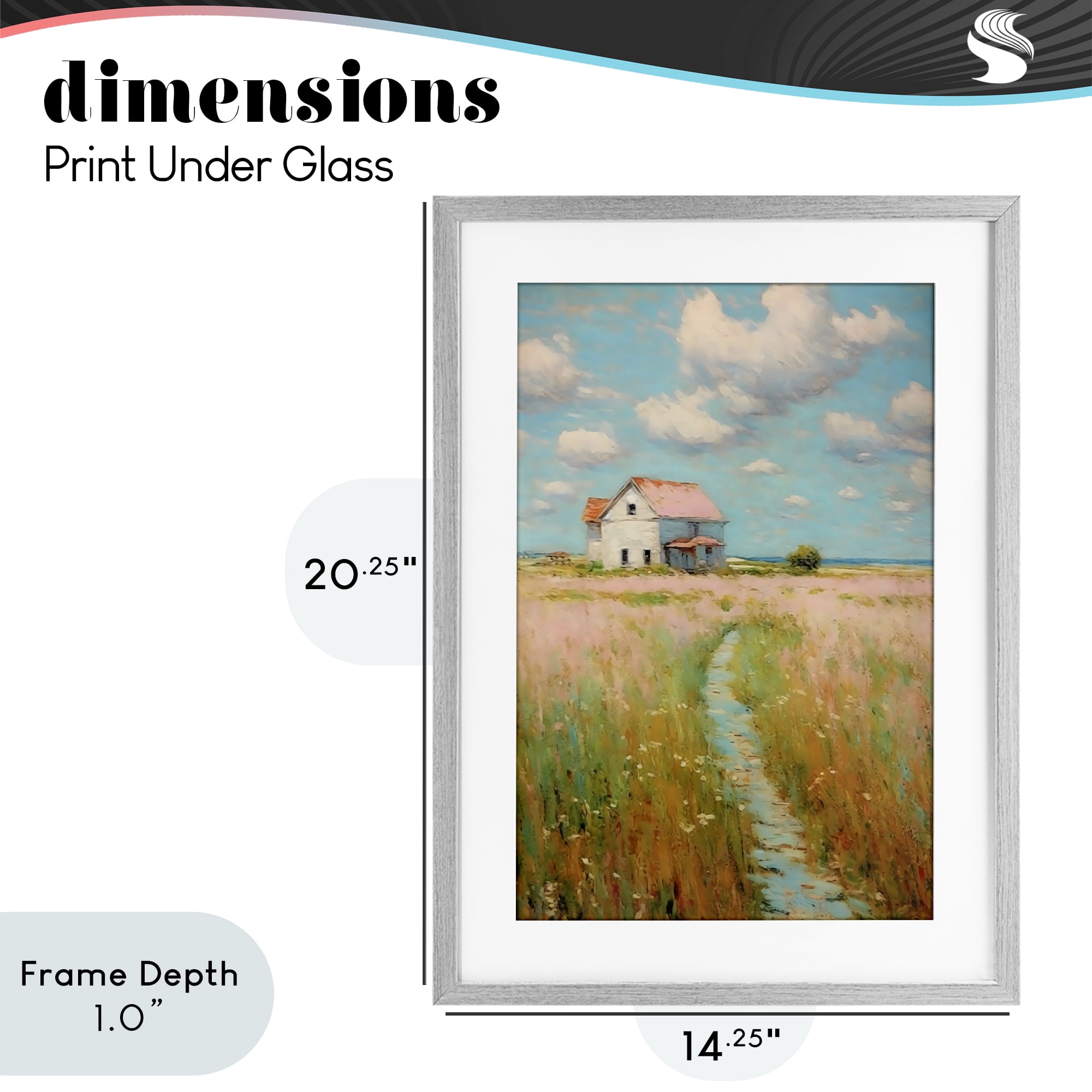 Stupell Industries House in Field of Flowers Gray Framed Print Under Glass, design by Creative Studio