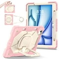 thumbnail image 2 of Dteck with Pencil Holder Case for iPad Air 13 inch 2025/2024,Heavy Duty Silicone Case 360 Degree Rotating Handle Stand Cover with Shoulder Strap for iPad Air 13-in. M3/M2,Pink+White, 2 of 9