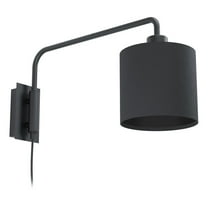 Saiti 1 - 1-Light Wall Sconce - Matte Black Finish - Black Fabric Shade