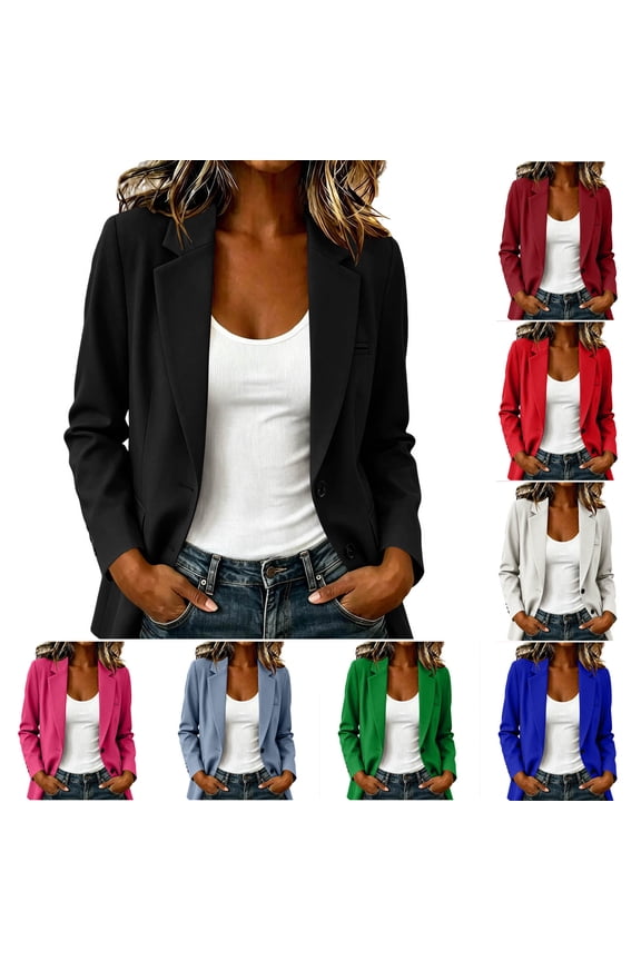 Womens Relaxed Blazer - Korean Style Office Work Jacket Red XXL