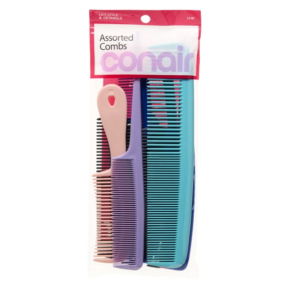Conair 12-Piece Comb Set, All-Purpose Hair Styling Pack for Every Hair Type & Style