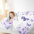 thumbnail image 3 of Manfei Kawaii Butterfly Queen Comforter Set,Purple Rustic Lavender Bedding Sets,Country Flower Floral Bedding Comforter Set For Girls Teens,Ultra Soft Home Decor,3-Piece, 3 of 7