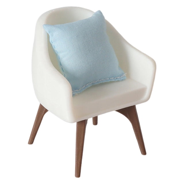 Silla decorativa para casa de muñecas a escala 1/12 con almohada en miniatura, accesorios para casa de muñecas. Almohada azul