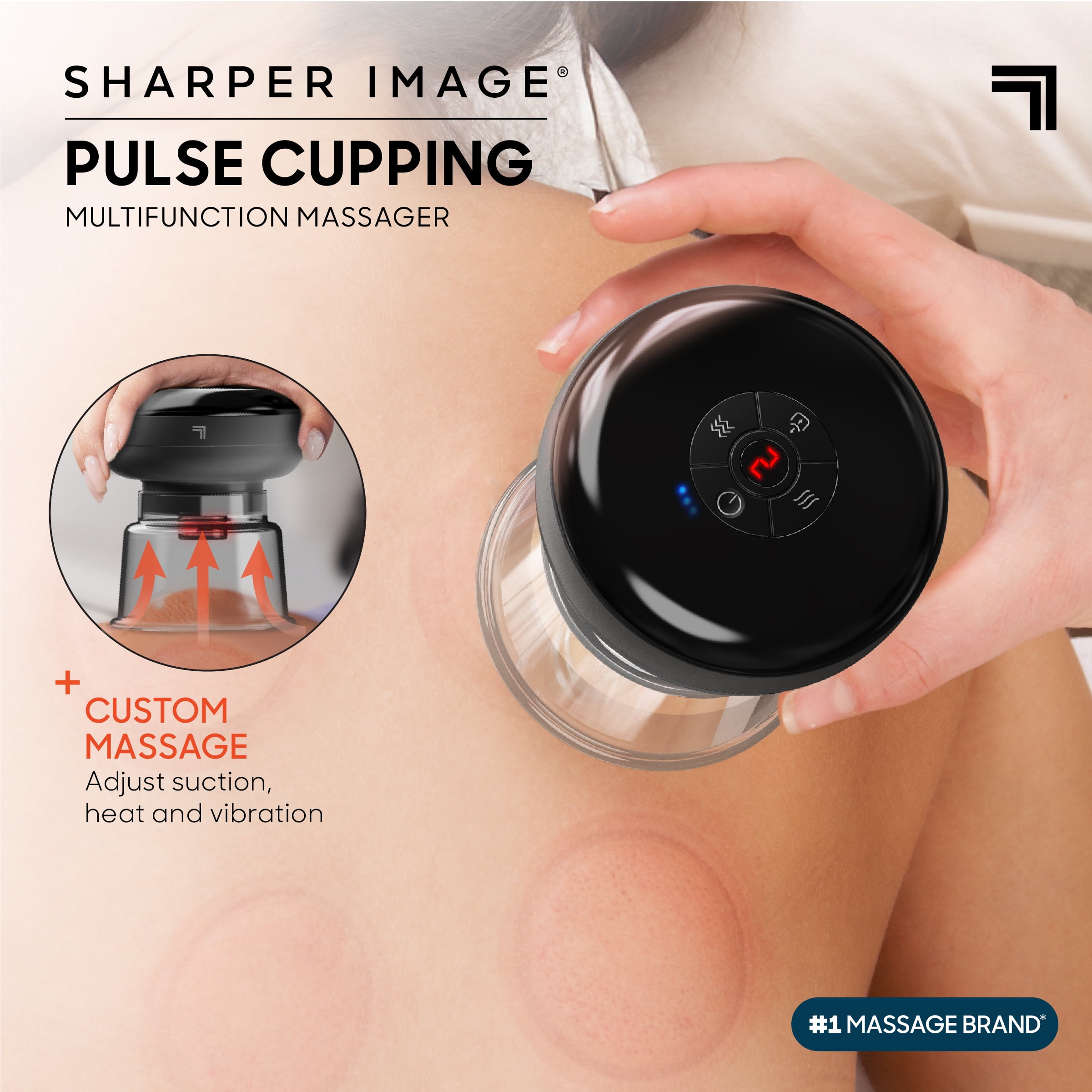 (2 pack) Sharper Image® Pulse Cupping Multifunction Massager, Includes 2 Cups, Air Filters, & USB-C Cable