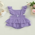thumbnail image 4 of Baby Girls Knitting Rompers Solid Color Fly Sleeve Ruffle Hem Casual Party Street Spring Fall Summer Rompers Brown 3-6 Months, 4 of 8