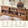 thumbnail image 4 of KeyWhat Farmhouse King Size Bed Frame with 54" Tall Storage Bookcase Headboard, Wood Platform Bed Frame with 2 Drawers, No Box Spring Needed, Reclaimed Barnwood, 4 of 6