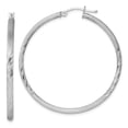 thumbnail image 4 of 925 Sterling Silver Rhodium-plated 2.5mm Satin & Diamond-cut Hoop Earrings, 4 of 6