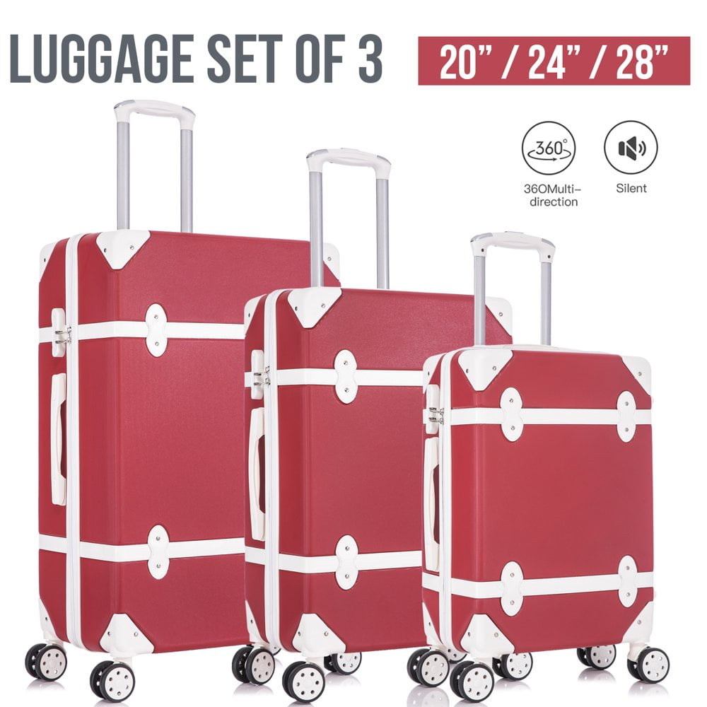 IVV Vintage Luggage Sets 3 Pieces Luxury Cute Suitcase Retro Trunk