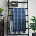 thumbnail image 3 of Creative Co-Op Recycled Cotton Blend Throw Blanket with Fringe, Blue Plaid, 3 of 5