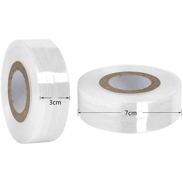 Cinta de injerto, 2 piezas de cinta de acabado de barrera de humedad transparente para árboles frutales, elástica, para reparación de injertos de plantas de árboles de jardín (3 cm x 200 m)
