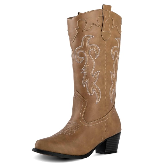 Canyon Trails Bottes de Cowboy pour Femmes - Style Traditionnel Bottes de Cowgirl Confortables Bottes Western pour Femmes & Adolescentes - Bottes de Cowgirl Femmes, Beige, 9