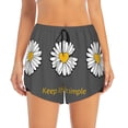 thumbnail image 2 of Picia Keep Life Simple Daisy Flower Pattern Women's 2 in 1 Athletic Running Shorts High Waisted Workout Casual Gym Sweat Shorts with Comfy Liner Zipper Pockets-Large, 2 of 9