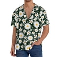 thumbnail image 1 of Balery White Daisies and Bee Camisa Casual de Manga Corta con Botones para Hombre, Texturizada, Estilo Cubano, para Playa, Verano-XX-Large, 1 of 5