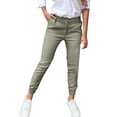 thumbnail image 1 of Pantalones deportivos informales de mujer de cintura alta y color liso con bolsillo - Leggings cortos, cintura elástica, para todas las estaciones - S-XXL, 1 of 5