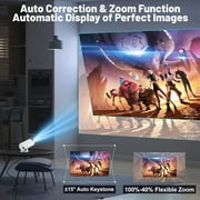AEEZO Mini Projector with WIFI 6 and Bluetooth, 4K 1080P Support,Portable 180° Rotatable 130 Screen Movie Projector Auto Keystone Compatible for Laptop, PC, Smartphone