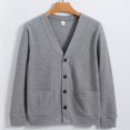 thumbnail image 5 of Men's Cotton Knit Cardigan with Pocket: Pill-Resistant Classic Knit Sweater, 5 of 11