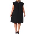 thumbnail image 2 of Vestidos de verano para mujer de talla grande Agnes Orinda con mangas de murciélago, cuello redondo, casuales para la playa, midi, 3X, negro, 2 of 8