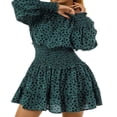 thumbnail image 1 of OUSITAID Robe Décontractée à Manches Longues pour Femmes, Robe Courte Plissée à Col en V, 1 of 6