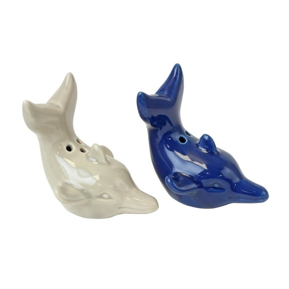 Beachcombers Blue and Gray Dolphins Swimming Salt and Pepper Shaker Set