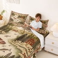 thumbnail image 3 of Feelyou Country Lake Fishing Full Size Sheets for Men Boys, Retro Folk Art Lake Cabin Bed Sheets, Brown, 4-Piece, 3 of 5