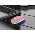 thumbnail image 2 of Mouse inalámbrico WREANU de doble modo recargable con LED, color oro rosa, 2 of 7