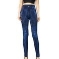 thumbnail image 2 of Nmnitkp Pants for Women Tight Imitation Denim Printing Seamless Bottom Pants High Elastic Pencil Pants Long Pants Blue,Free Size, 2 of 6