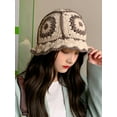 thumbnail image 5 of xiaxaixu Women Knitted Hat with Flower Pattern, Bright Color Matching Hollow Decoration Clothing Accessory, 5 of 5