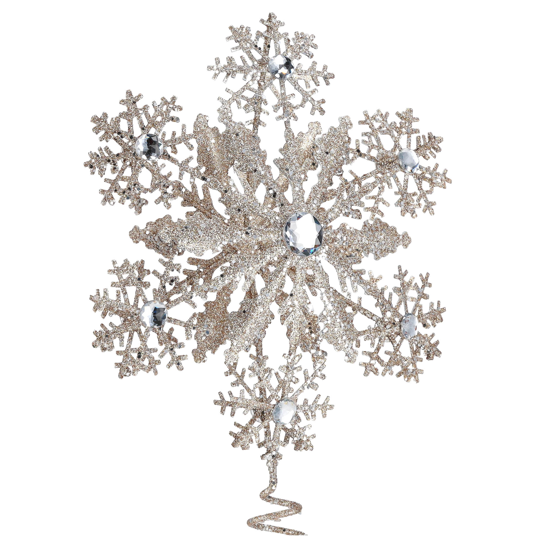 Metal Glitter Snowflake Christmas Tree Topper, Gold, 10.5", by Holiday Time