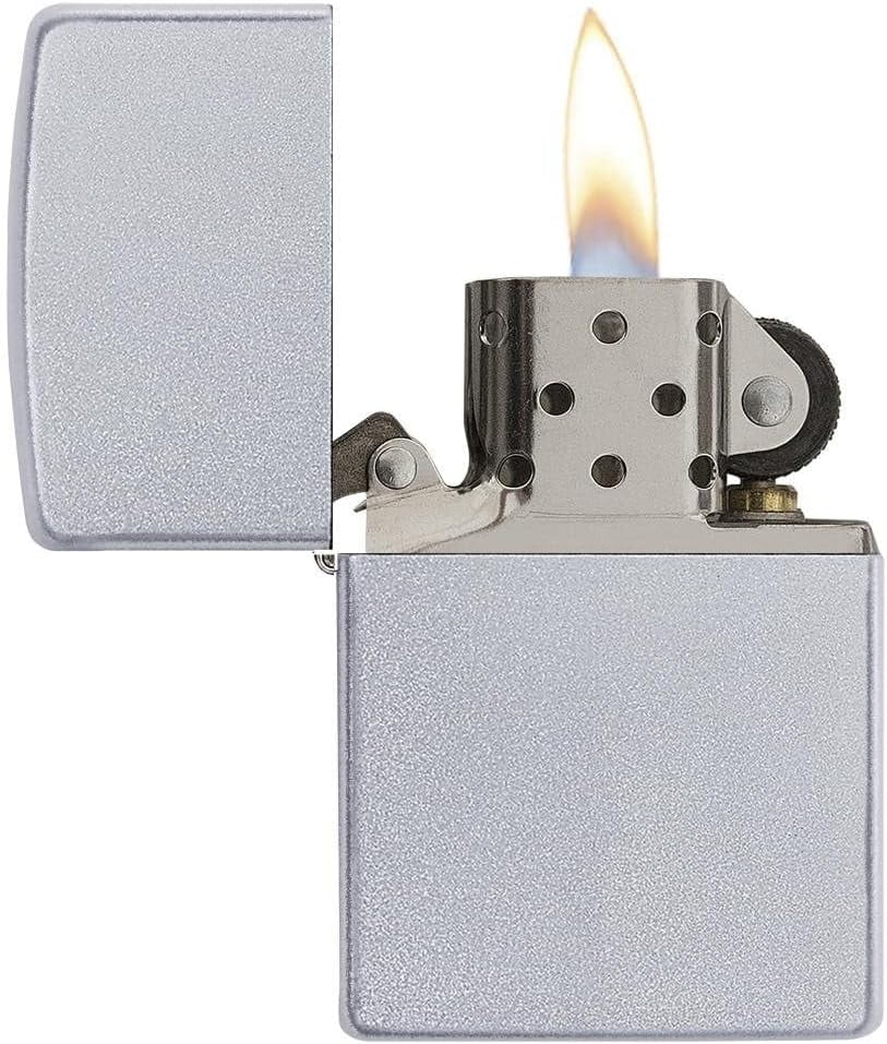 Zippo Lighter - Personalized Chrome Windproof Lighter Custom Message Engrave (Satin Chrome) #205