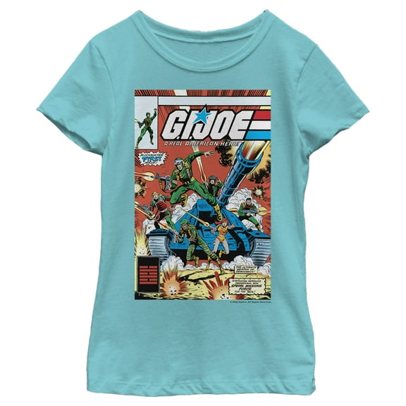 Girl's GI Joe Comic Cover Graphic Tee Tahiti Blue Medium